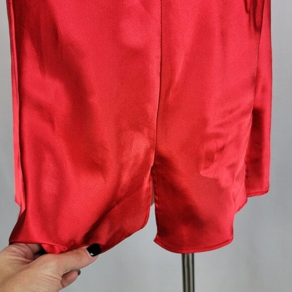Vtg Fredericks of Hollywood Red Satin Lace Babydoll Slip Dress S Lingerie Pinup - Picture 5 of 15